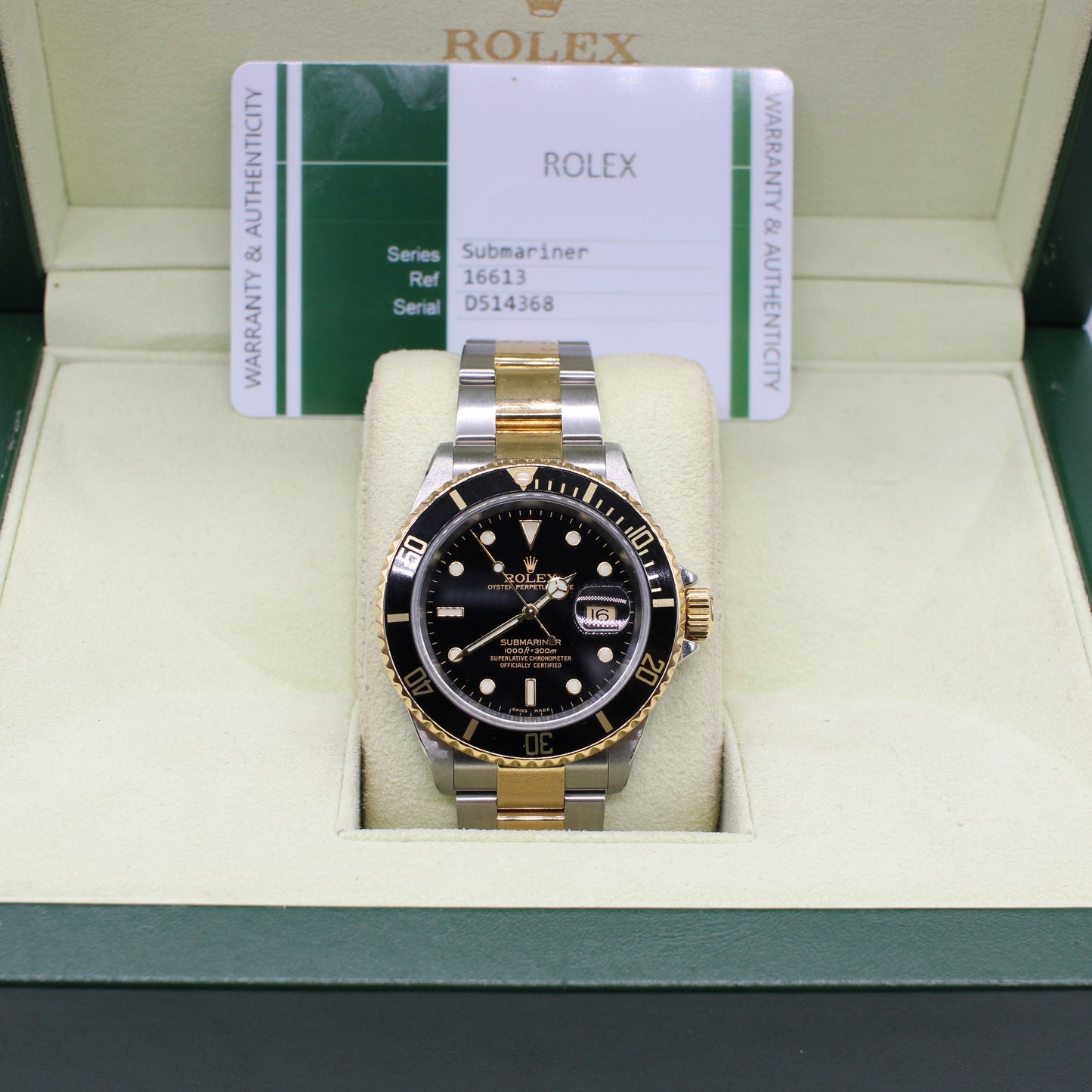 STAINLESS STEEL & GOLD ROLEX OYSTER PERPETUAL SUBMARINER DATE JUST