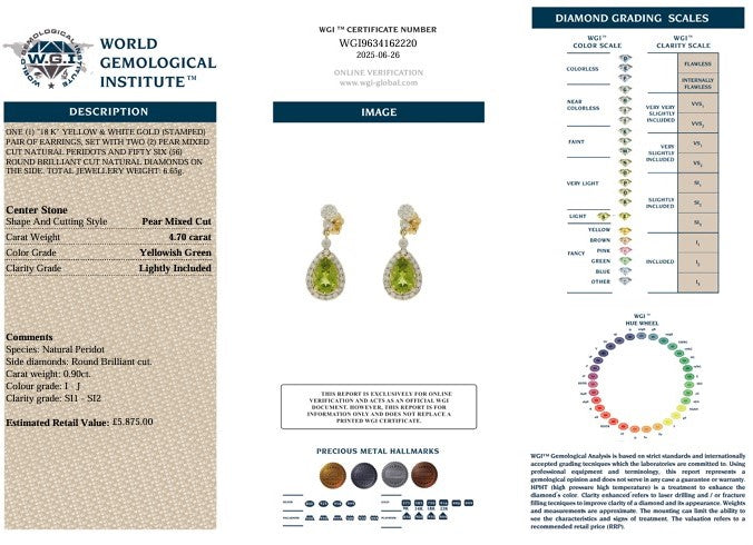 18K DIAMOND AND PERIDOT DROP HALO EARRINGS