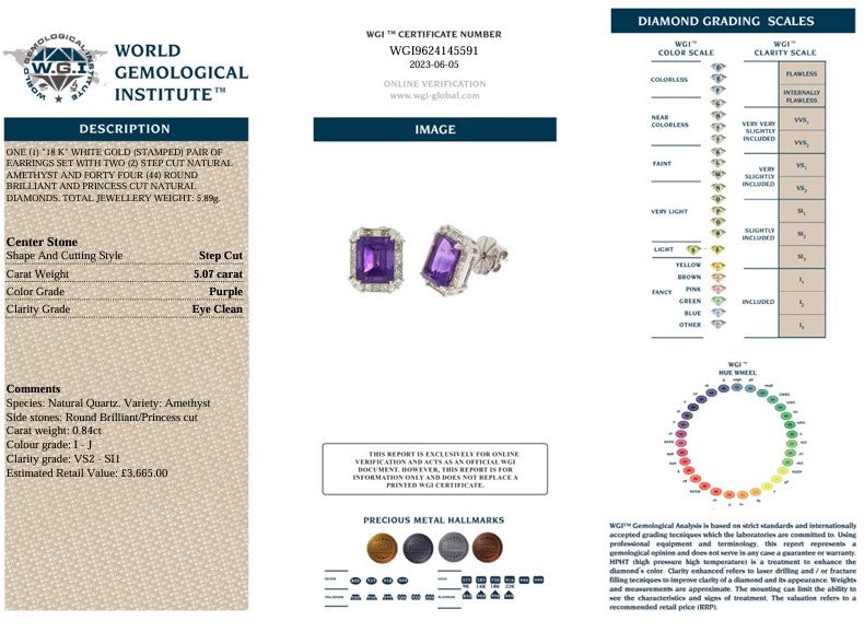 18K AMETHYST & DIAMOND HALO EAR STUDS