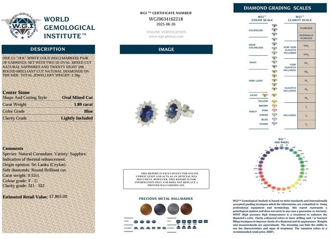 18K SAPPHIRE AND DIAMOND HALO EAR STUDS