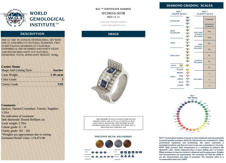PLATINUM DIAMOND & SAPPHIRE RING