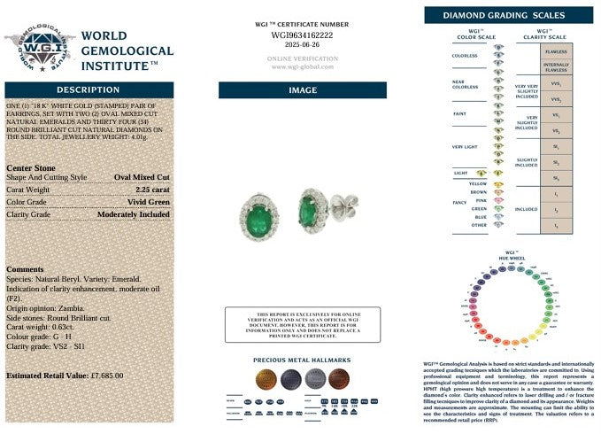 18K EMERALD & DIAMOND HALO EARSTUDS