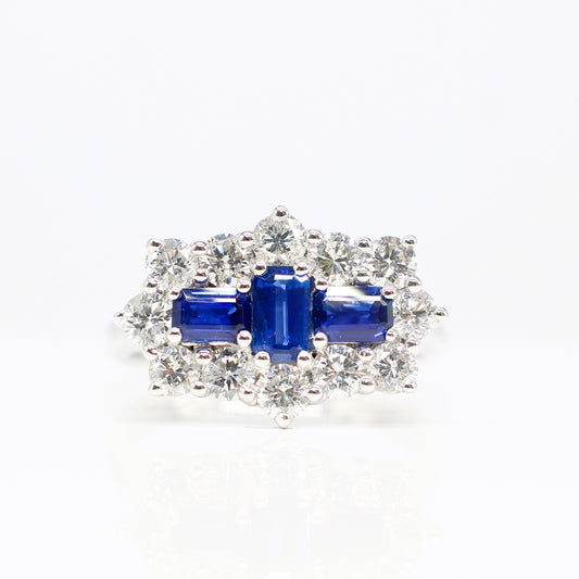 PLATINUM SAPPHIRE & DIAMOND RING