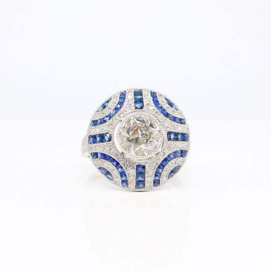 PLATINUM SAPPHIRE & DIAMOND RING