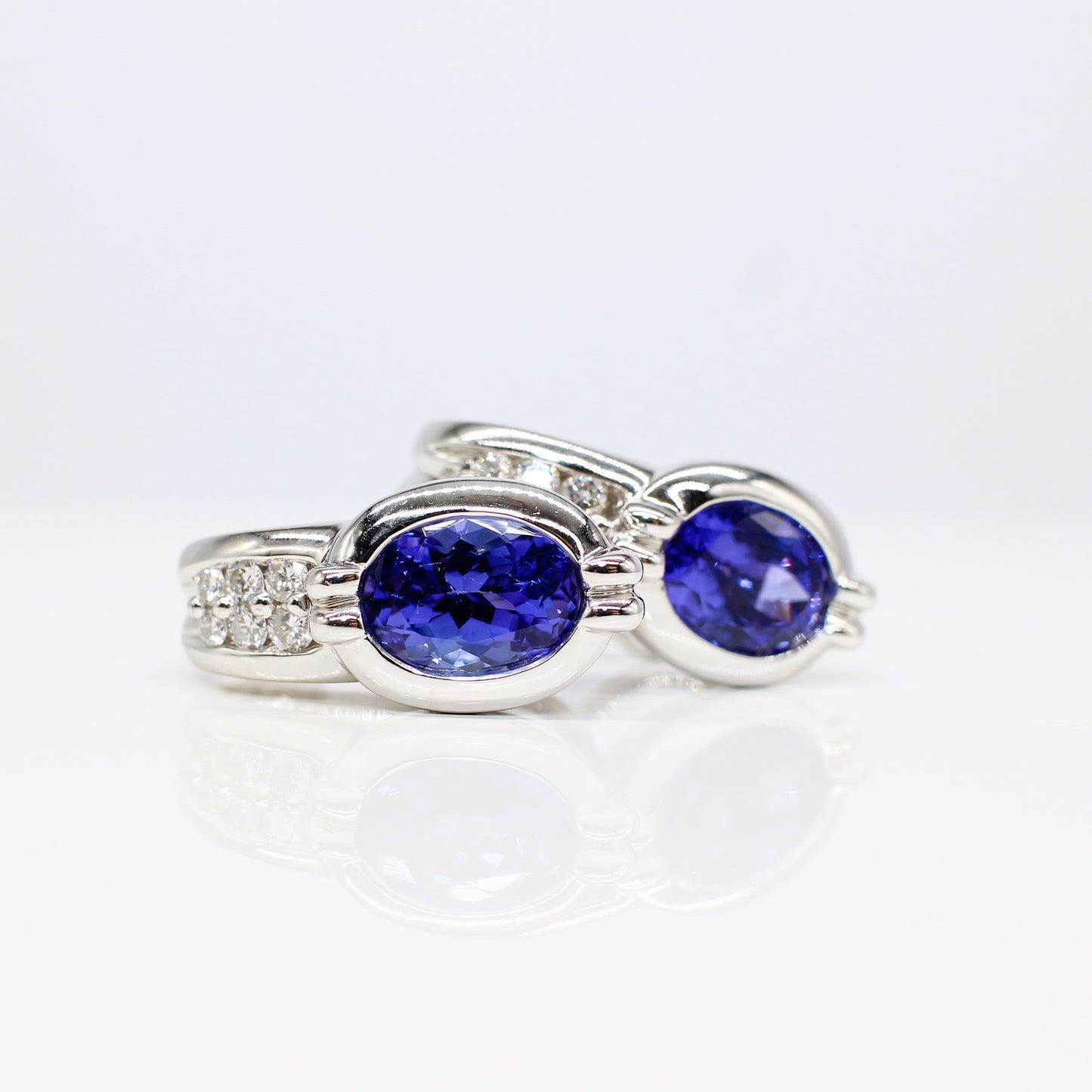 18K TANZANITE & DIAMOND EARRINGS
