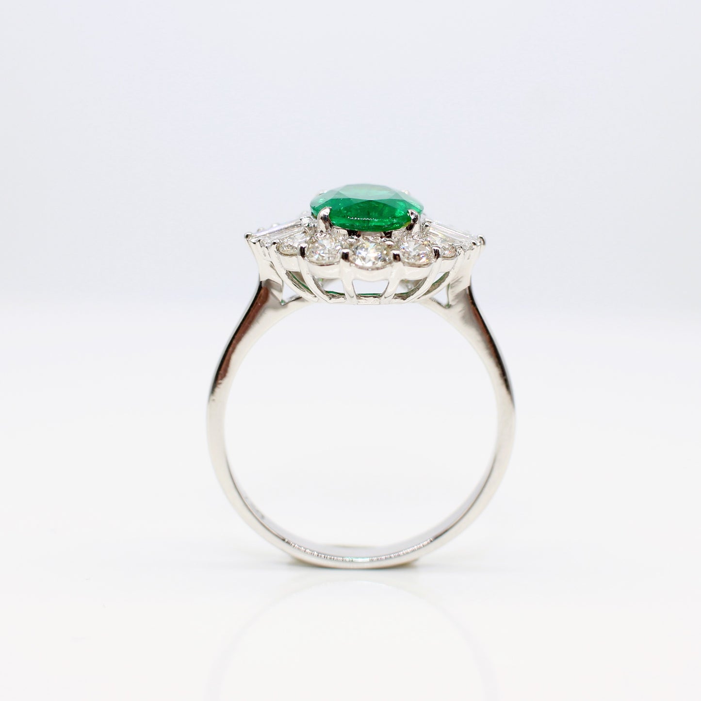18K EMERALD & DIAMOND HALO RING
