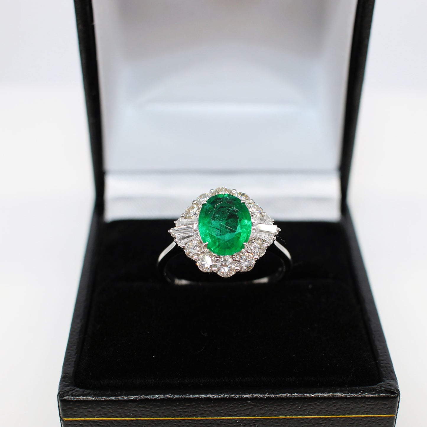 18K EMERALD & DIAMOND HALO RING