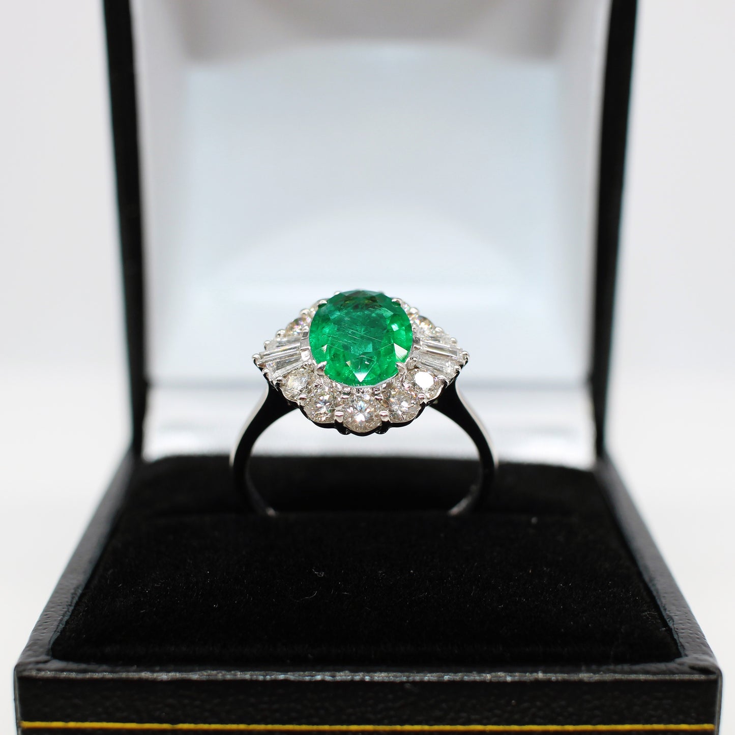 18K EMERALD & DIAMOND HALO RING