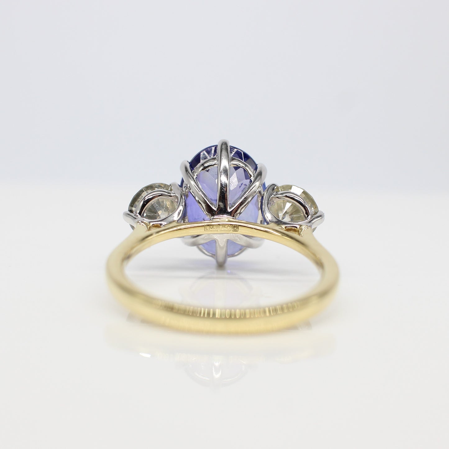 18K TANZANITE & DIAMOND 3 STONE RING