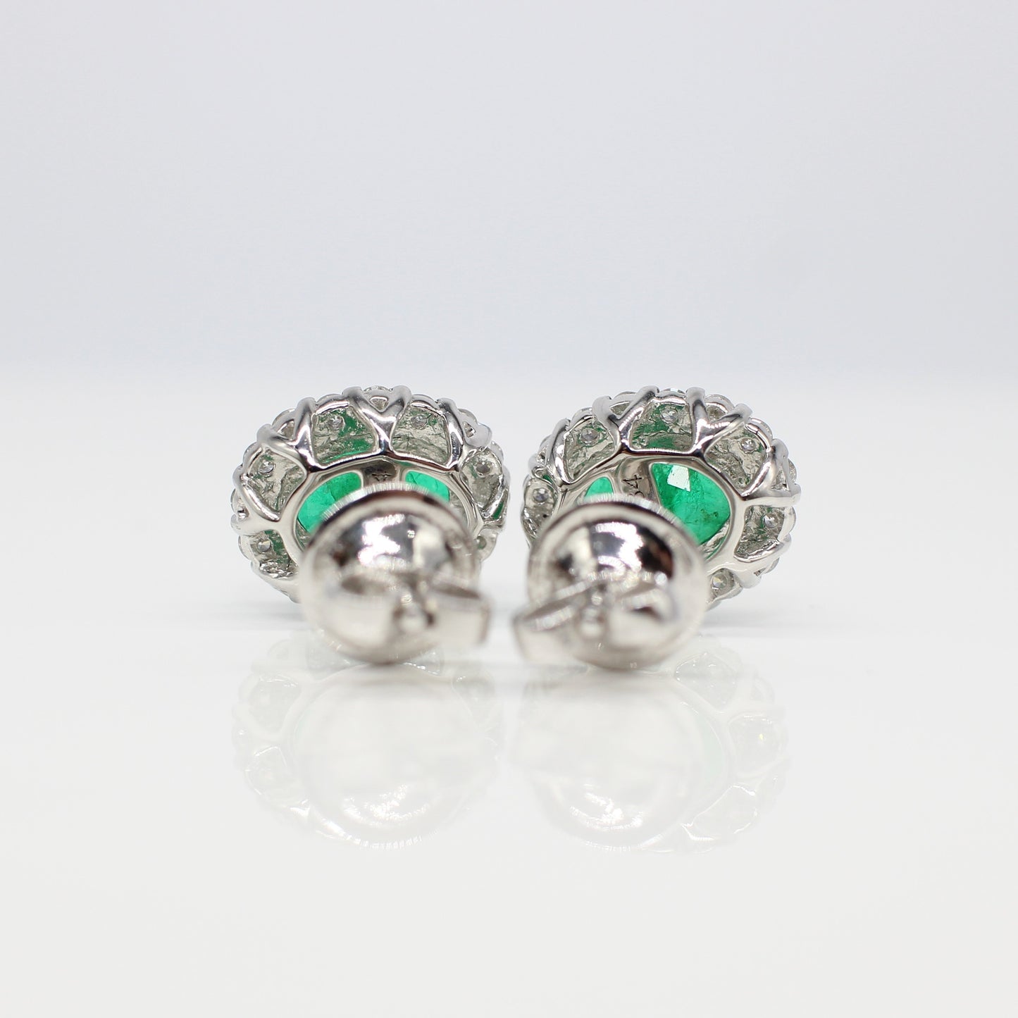 18K EMERALD & DIAMOND HALO EARSTUDS