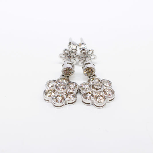 18K DIAMOND DAISY STYLE EARRINGS
