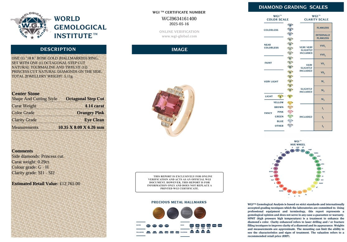 18K PINK TOURMALINE & DIAMOND RING