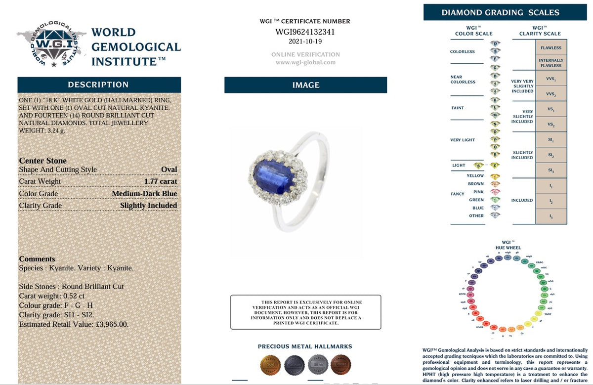 18K KYANITE & DIAMOND HALO RING