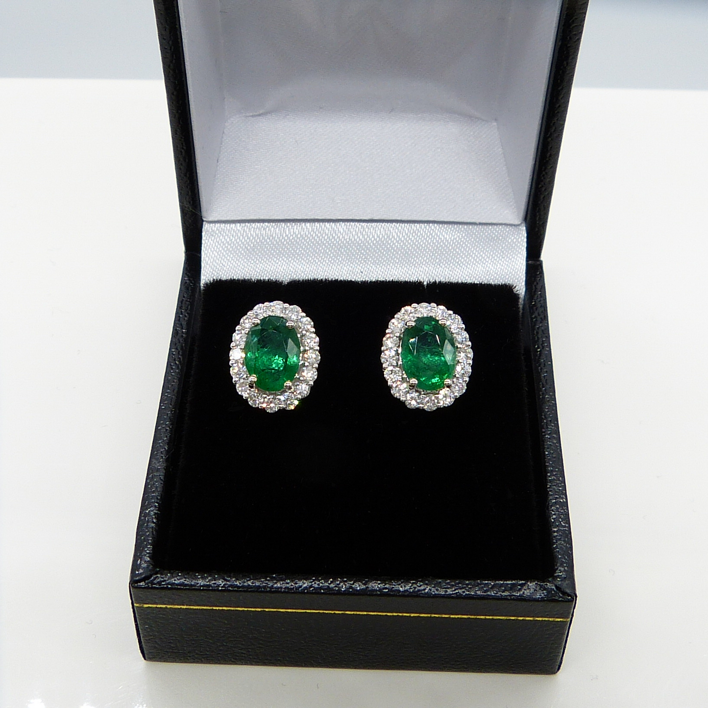 EMERALD & DIAMOND STUDS