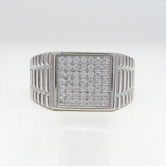 SILVER PAVE-SET RING