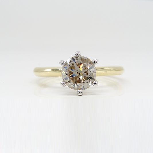 1.01CT YELLOW & WHITE GOLD SOLITAIRE RING
