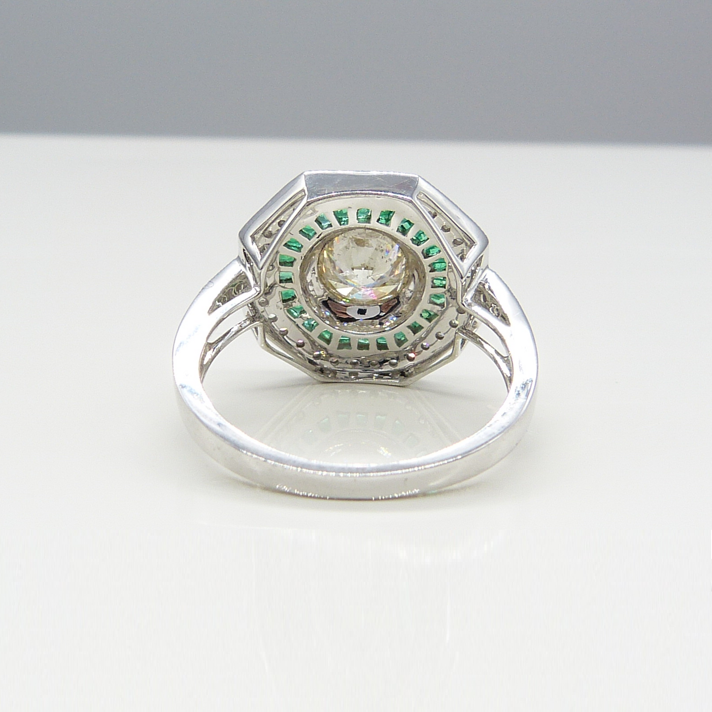 1.33CT 14K DIAMOND & EMERALD TARGET RING