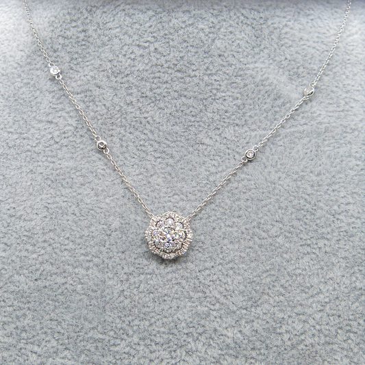 1.10CT MULTI CLUSTER DIAMOND LINK NECKLACE