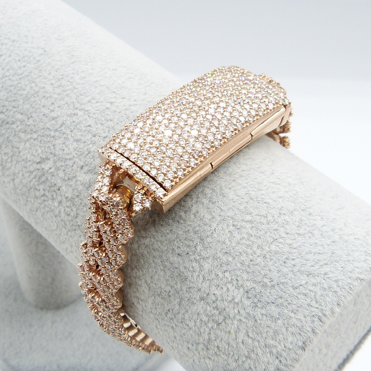 15.85CT DIAMOND ROSE GOLD CURB BRACELET