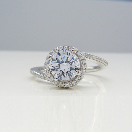 SILVER WARPED SOLITAIRE RING