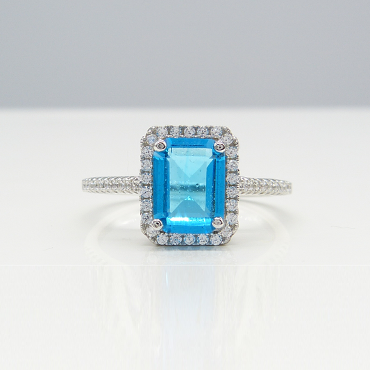 SILVER LIGHT BLUE RING