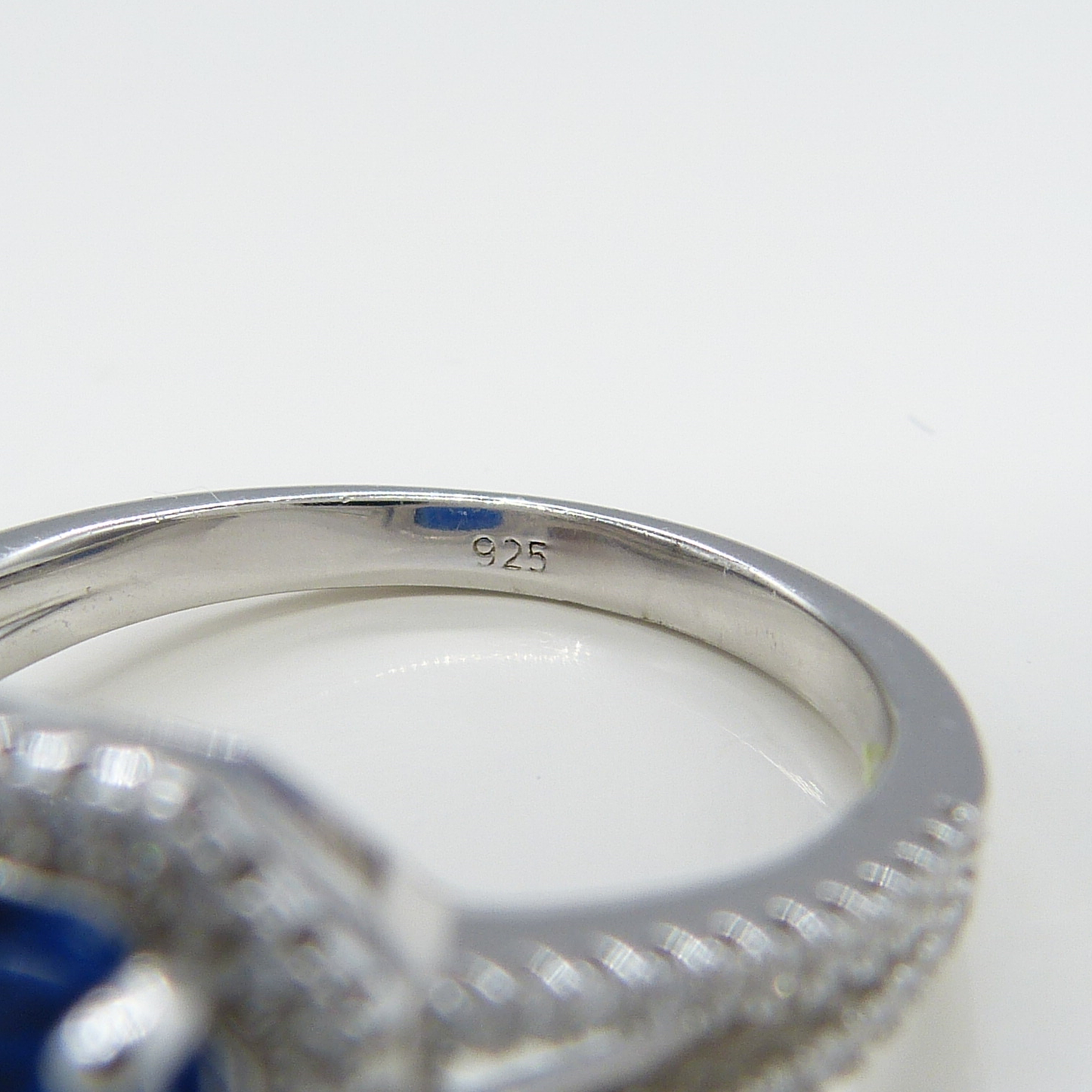 SILVER DARK BLUE CZ RING