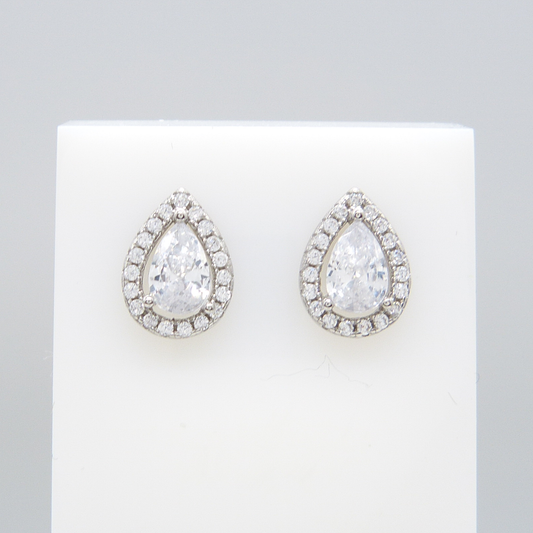 SILVER PEAR-SHAPED STUDS