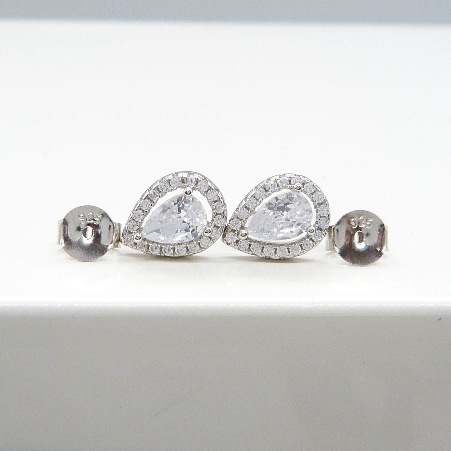 SILVER PEAR-SHAPED STUDS