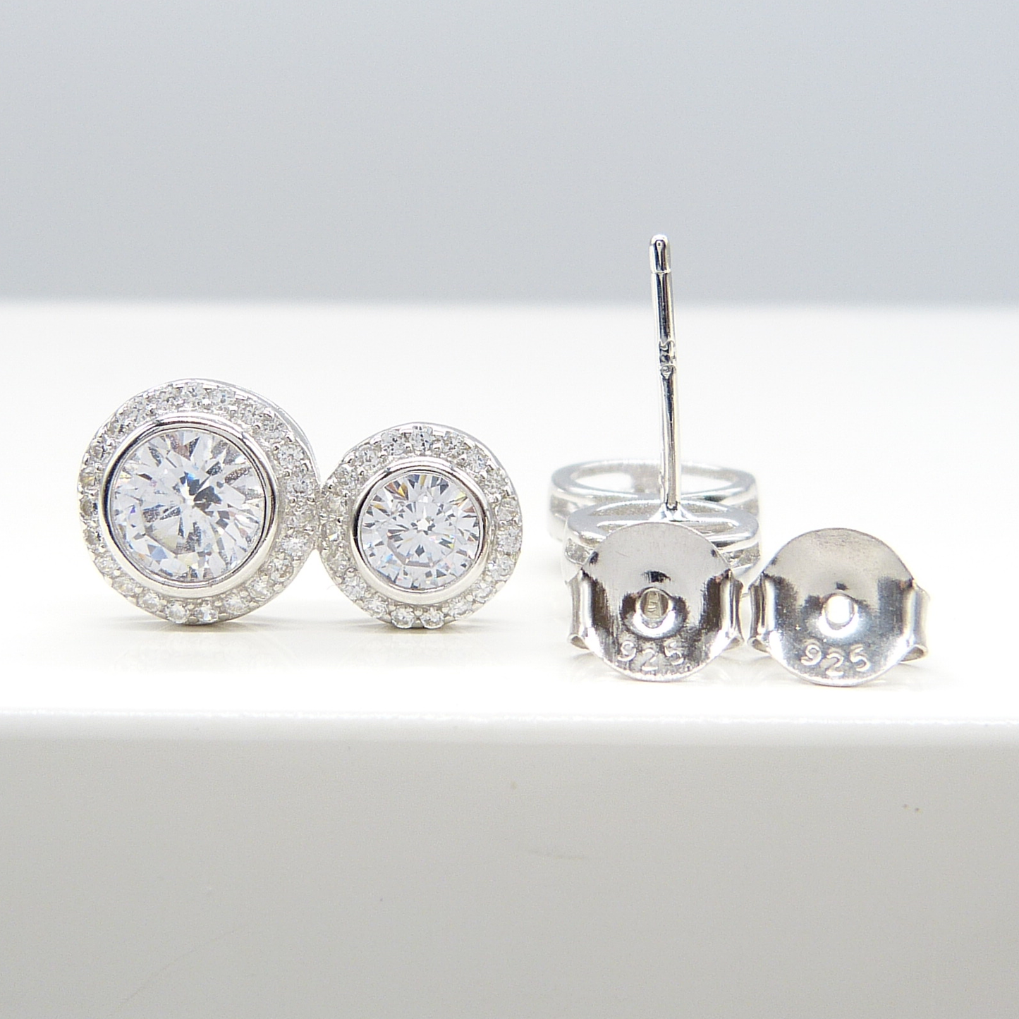 SILVER DUAL SOLITAIRE STUDS