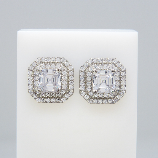 SILVER SQUARE CZ STUDS