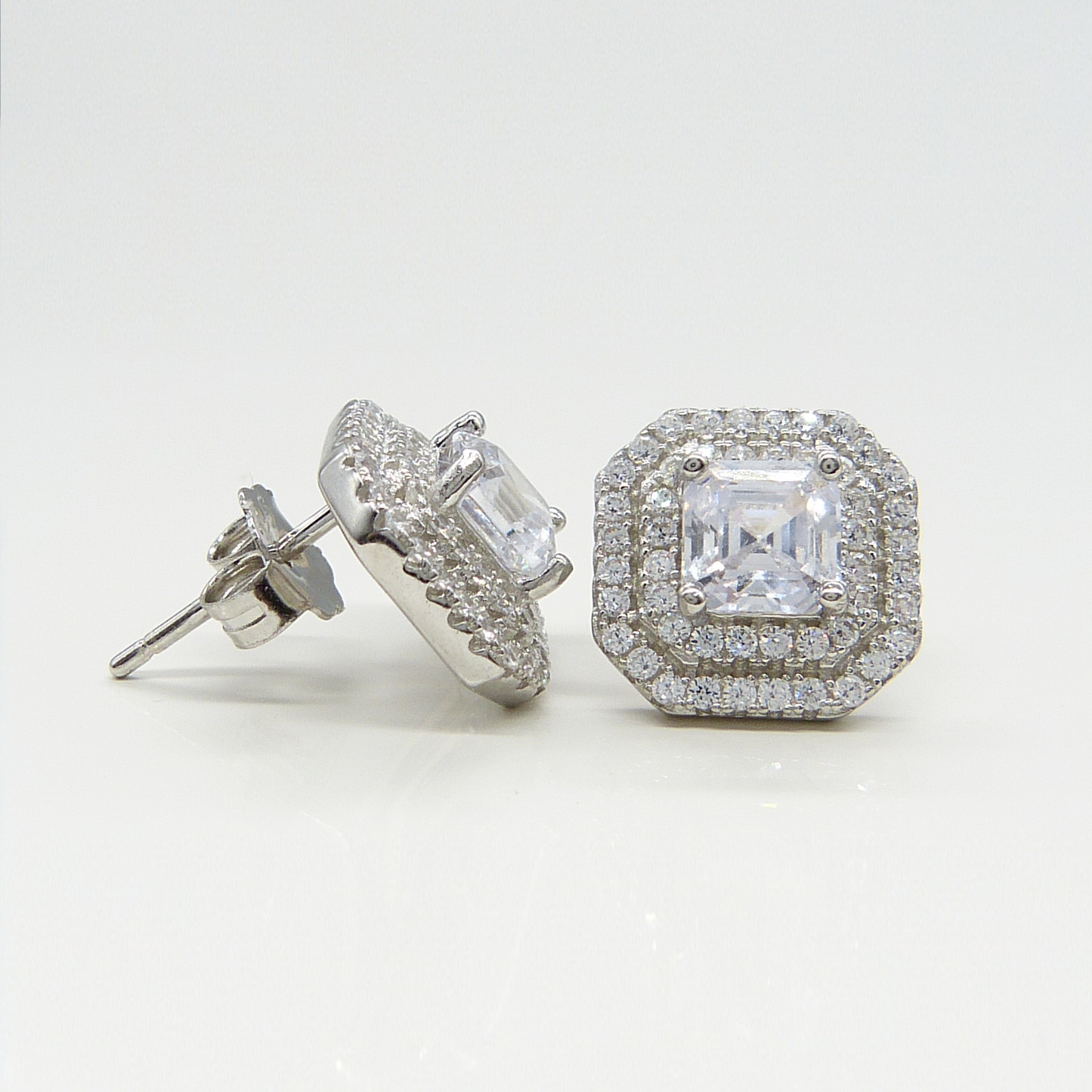 SILVER SQUARE CZ STUDS