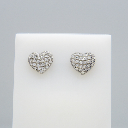 SILVER HEART-SHAPED STUDS