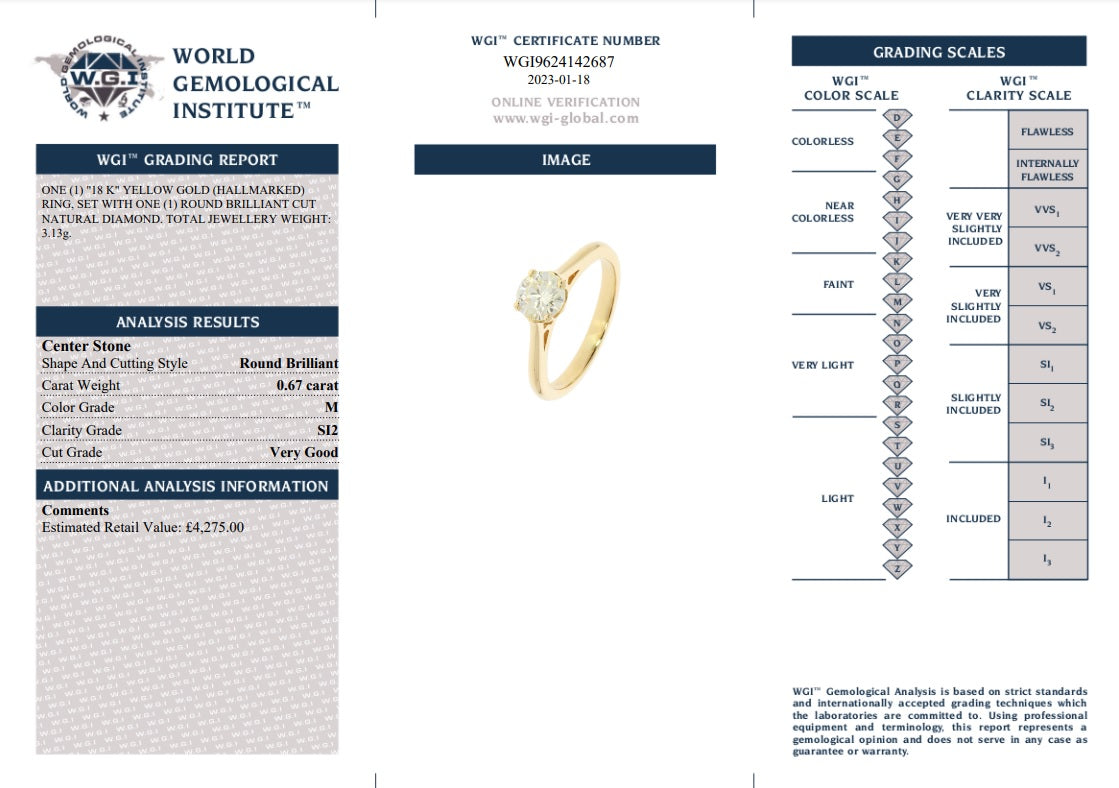 18K YELLOW GOLD & DIAMOND SOLITAIRE RING