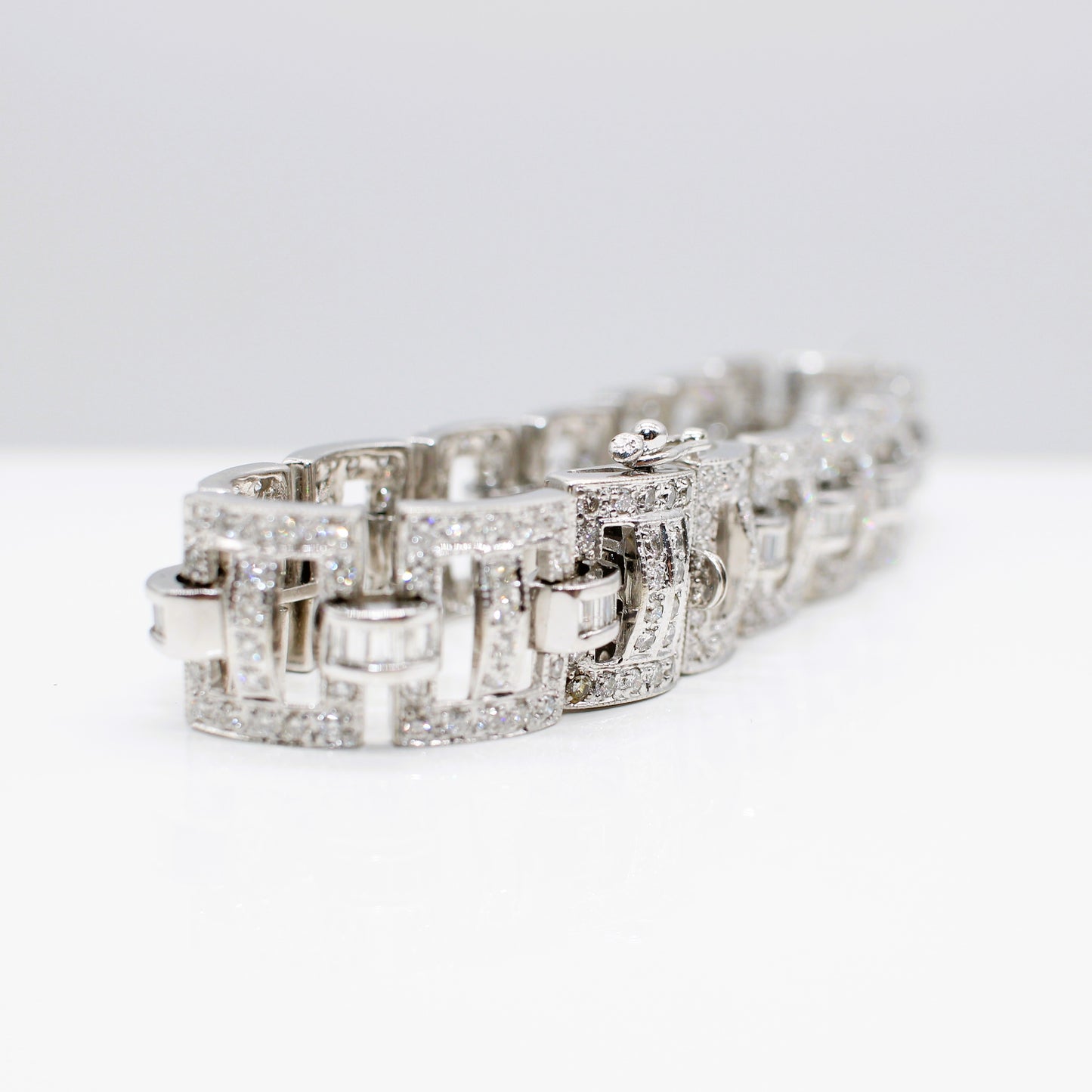 14K ART DECO STYLE DIAMOND BRACELET 5.84CT