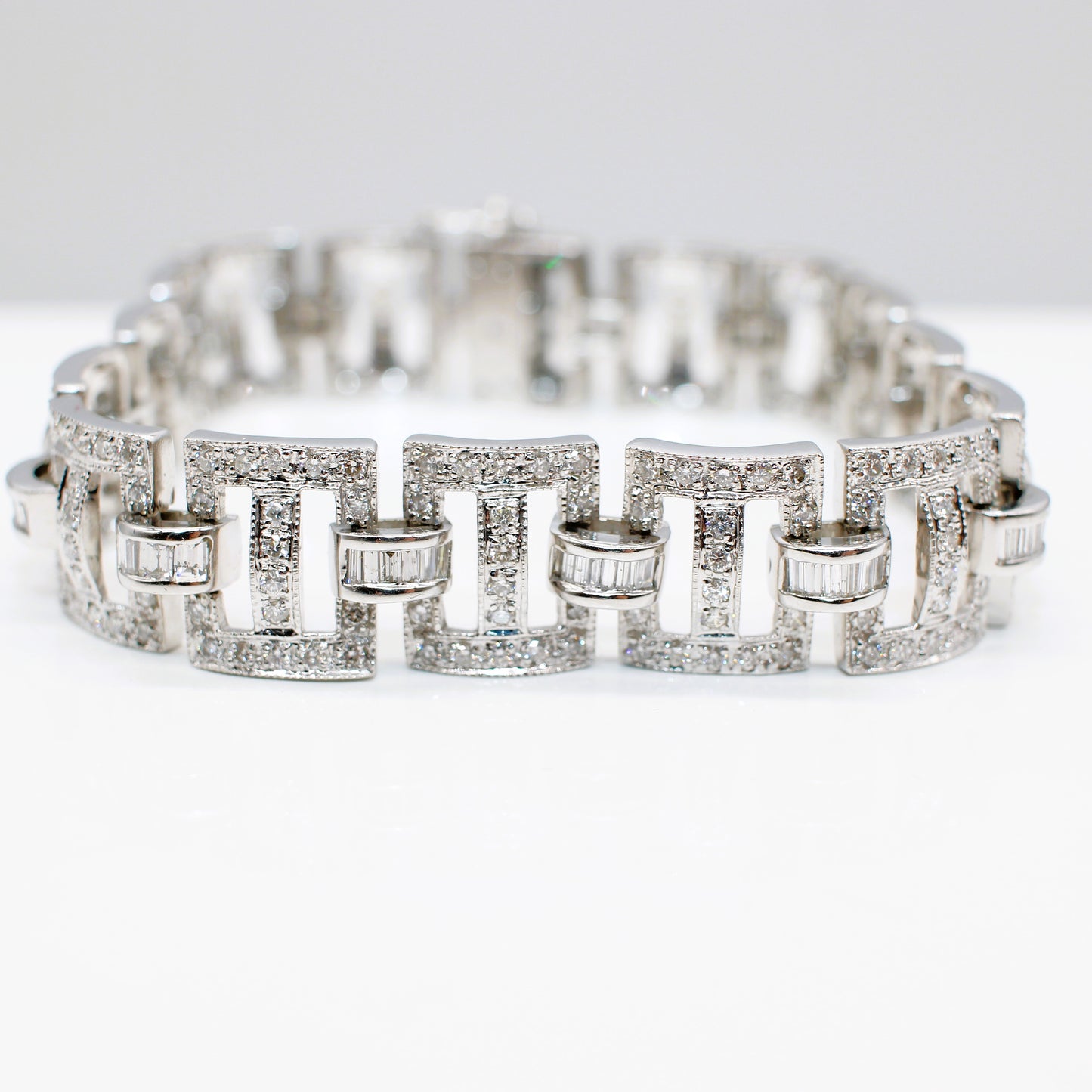 14K ART DECO STYLE DIAMOND BRACELET 5.84CT
