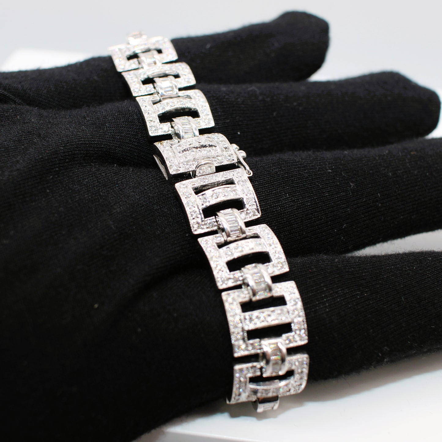 14K ART DECO STYLE DIAMOND BRACELET 5.84CT