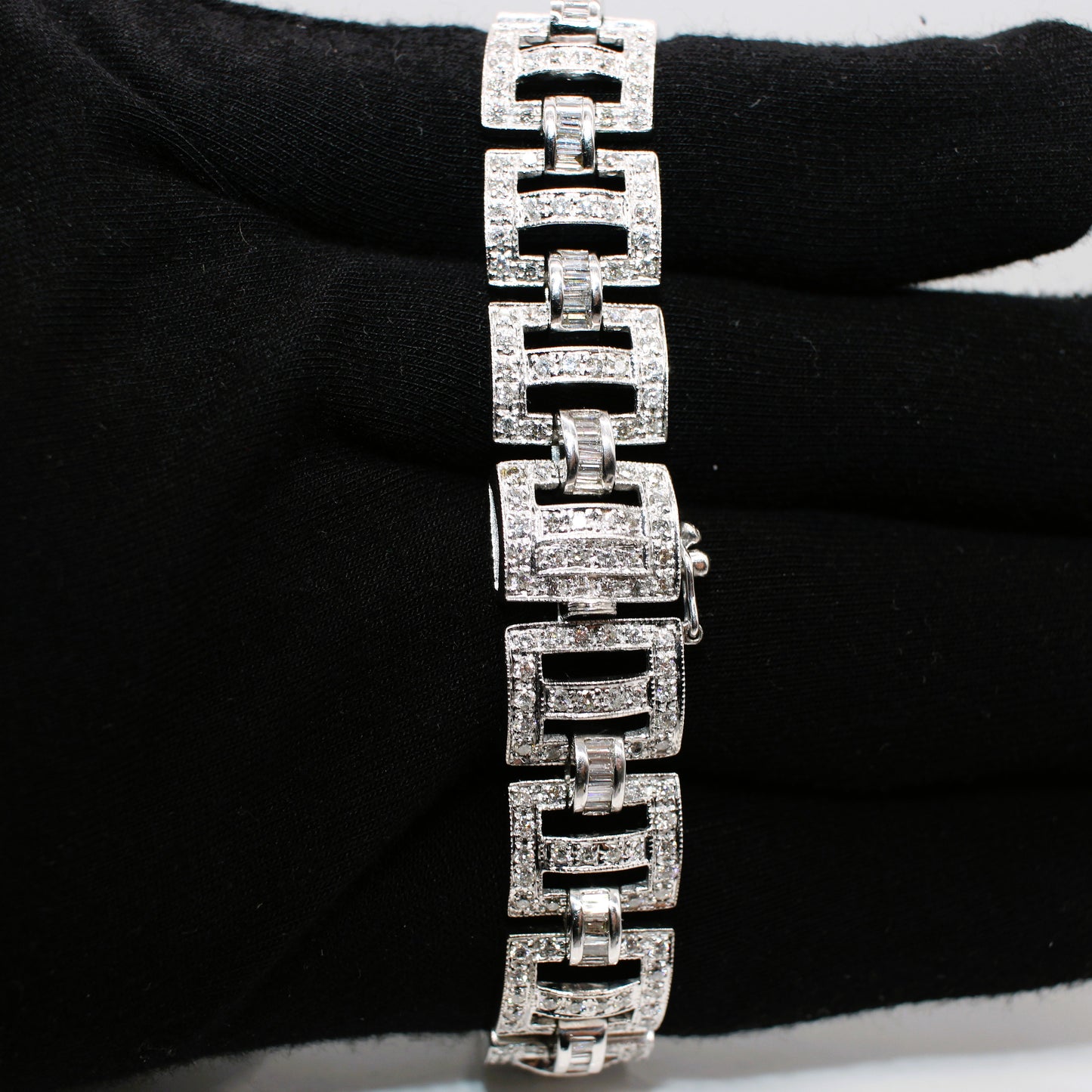 14K ART DECO STYLE DIAMOND BRACELET 5.84CT