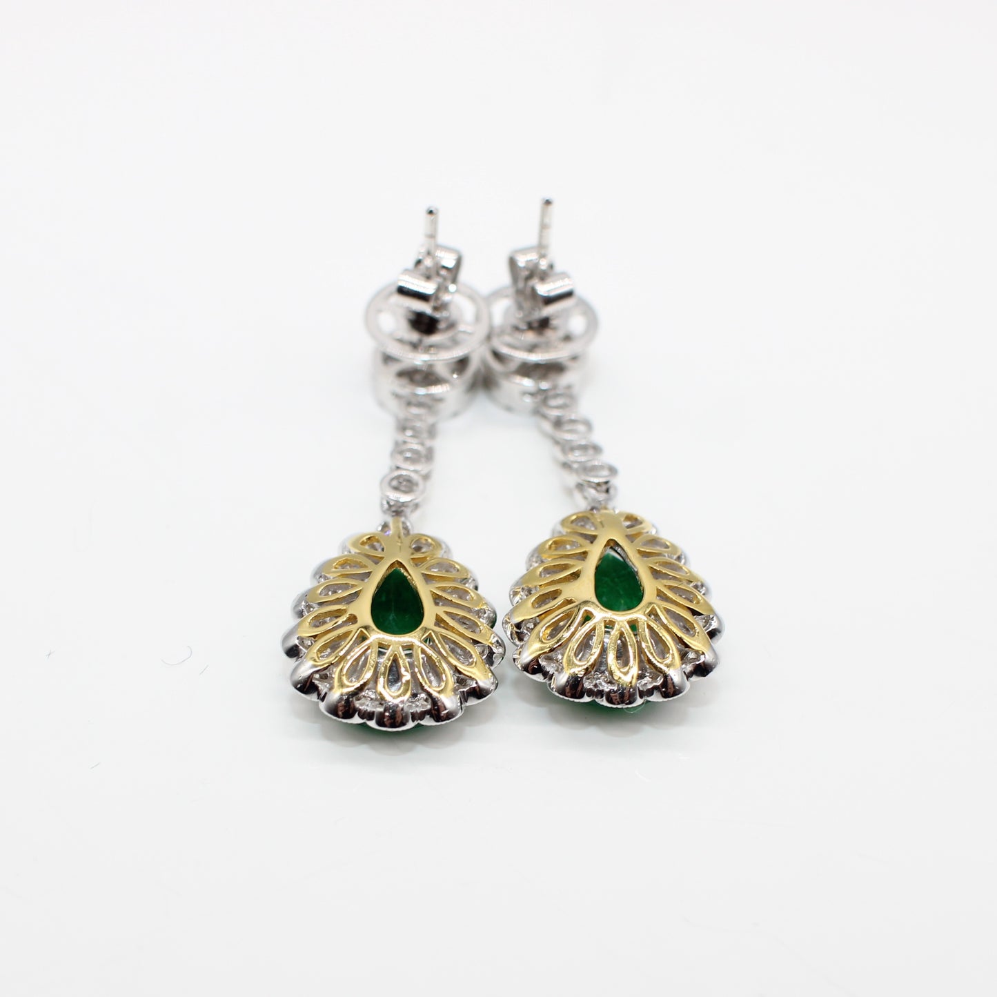 18K EMERALD & DIAMOND DROP EARRINGS
