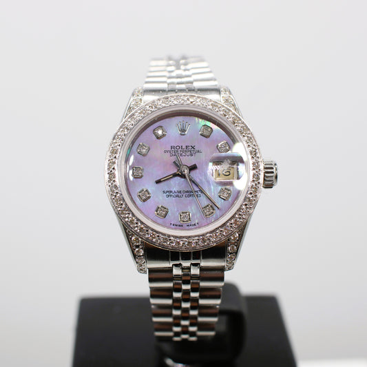 LADIES STEEL & WHITE GOLD ROLEX OYSTER PERPETUAL DATE JUST