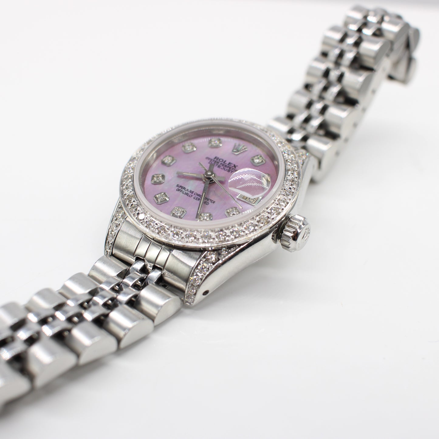 LADIES STEEL & WHITE GOLD ROLEX OYSTER PERPETUAL DATE JUST