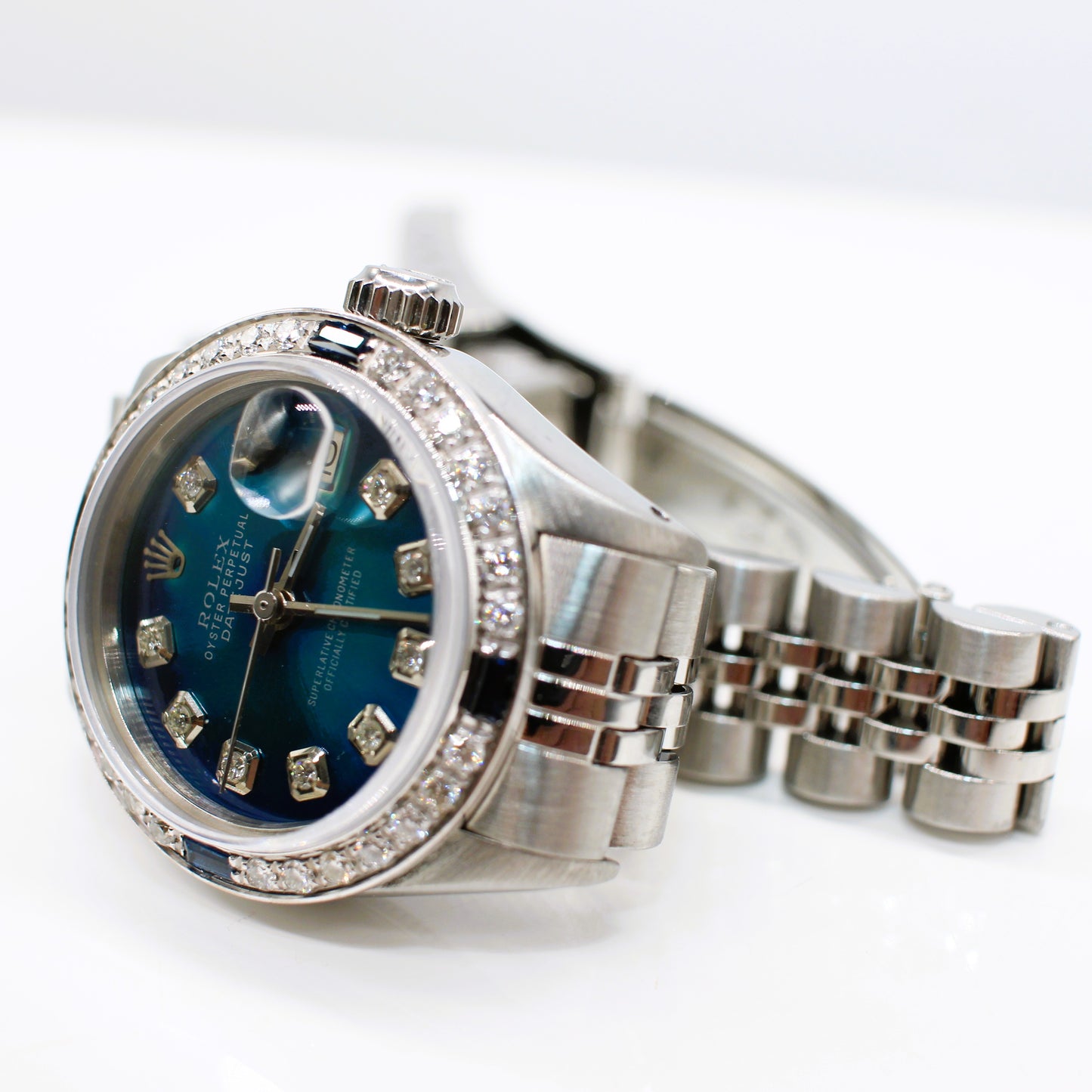 LADIES STEEL & WHITE GOLD ROLEX OYSTER PERPETUAL DATE JUST