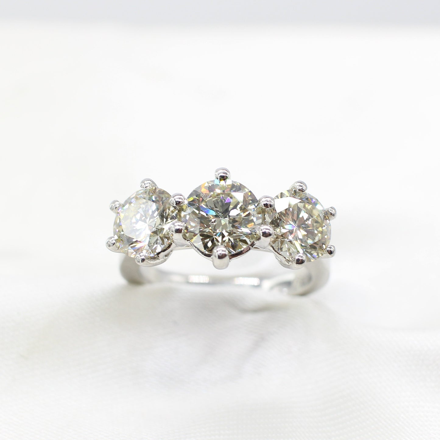 3.25CT PLATINUM DIAMOND TRILOGY RING