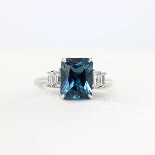 PLATINUM LONDON BLUE TOPAZ & DIAMOND RING