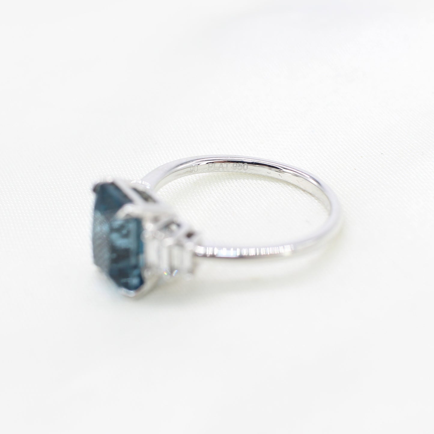 PLATINUM LONDON BLUE TOPAZ & DIAMOND RING