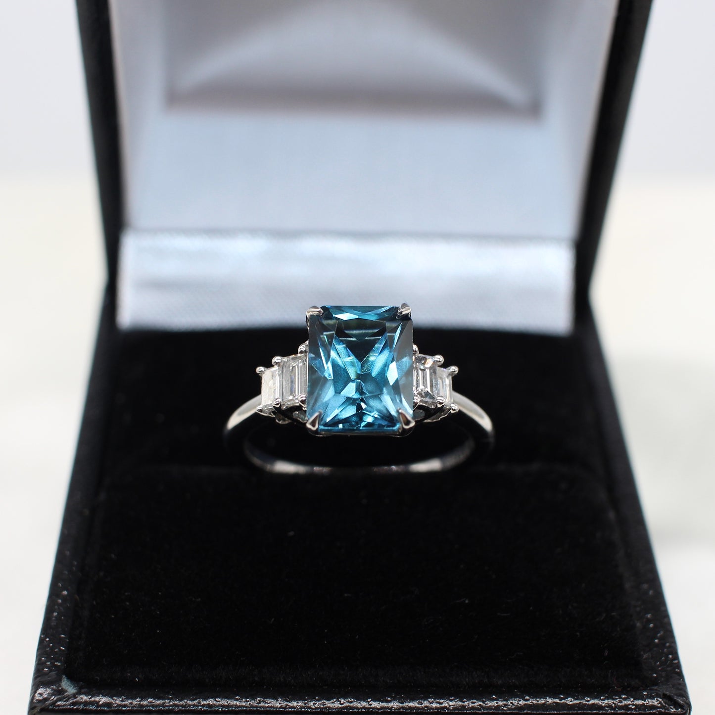 PLATINUM LONDON BLUE TOPAZ & DIAMOND RING
