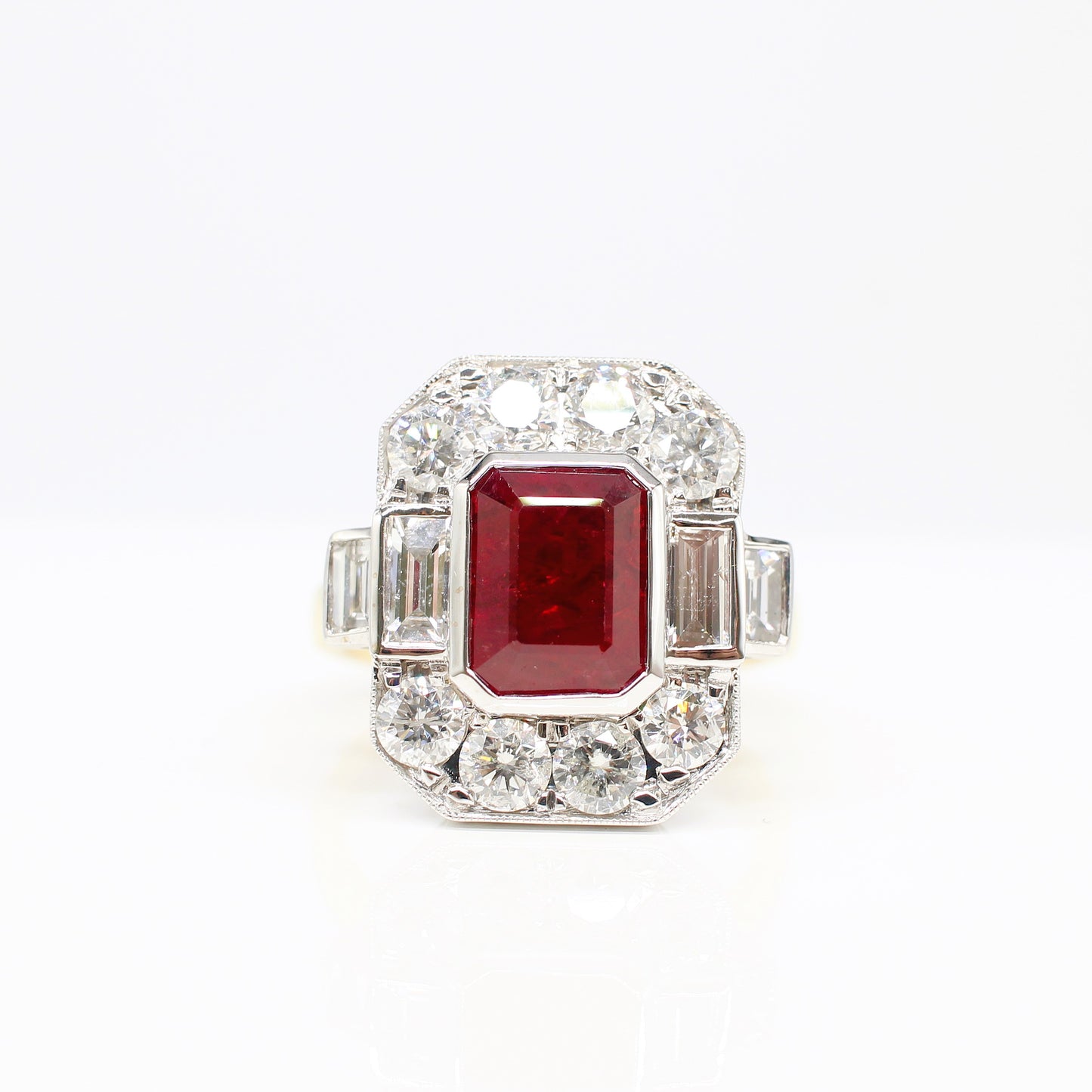 18K RUBY & DIAMOND HALO RING