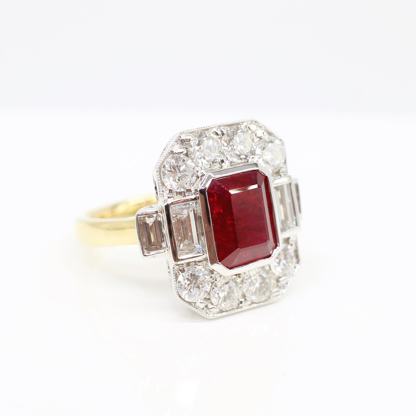18K RUBY & DIAMOND HALO RING