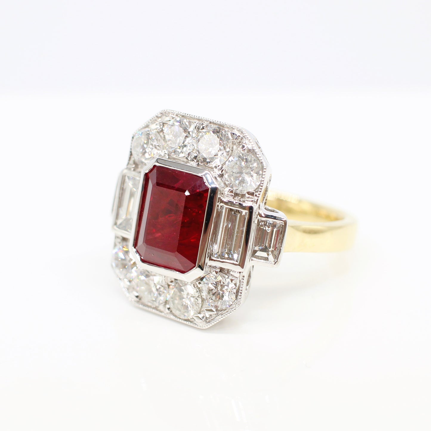 18K RUBY & DIAMOND HALO RING