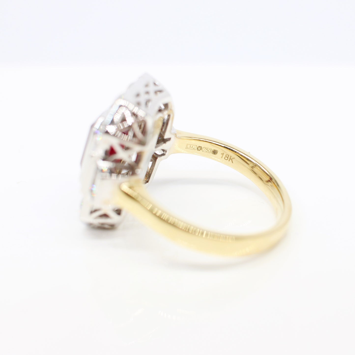 18K RUBY & DIAMOND HALO RING