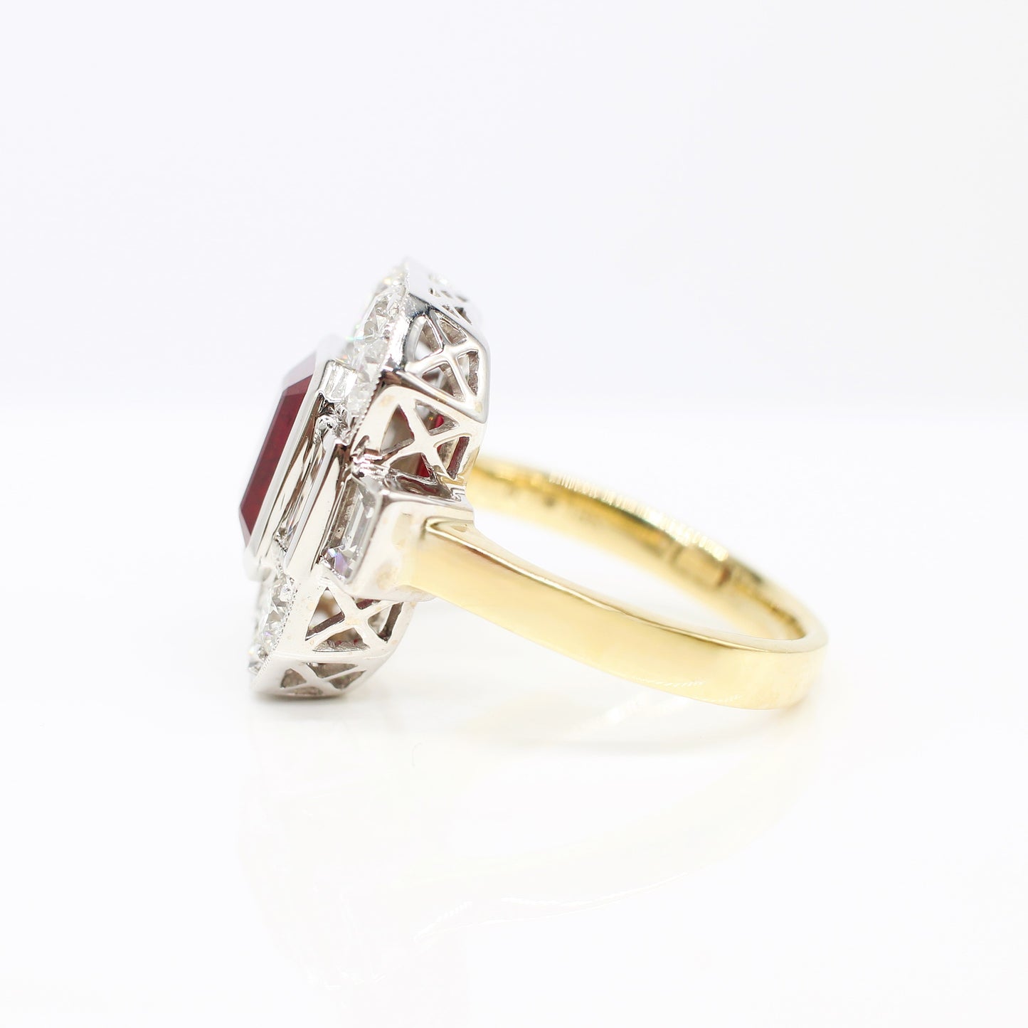 18K RUBY & DIAMOND HALO RING